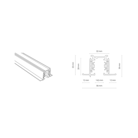 Szynoprzewód CTLS RECESSED TRACK 3 CIRCUIT 2M Nowodvorski 8695 biały