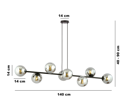 Lampa wisząca ROSSI 8 BL GRAFIT Emibig 875/8 czarny