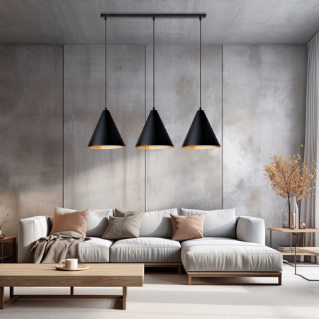 Lampa wisząca REBEL 3 Emibig 1272/3 czarny/złoty