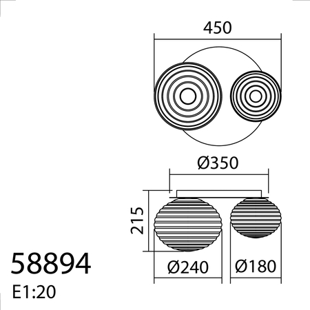 Lampa sufitowa CIAO mosiądz mat 1xE27 Ø24 1xE27 Ø18