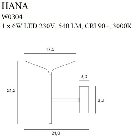 Kinkiet Maxlight HANA W0304 złoty