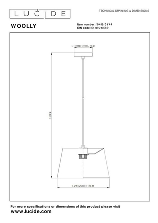 Lampa wisząca Lucide WOOLLY 10416/01/44 czarny