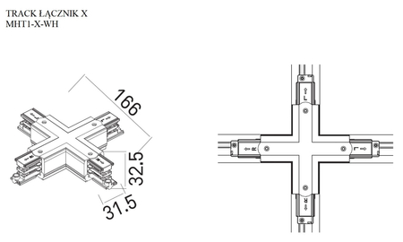 Łącznik szynowy Maxlight MAX MHT1-X-WH biały