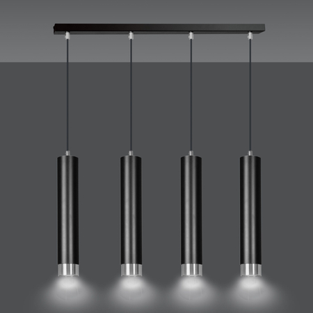 Lampa wisząca KIBO 4 BL/CHROME Emibig 643/4 czarny/chrom