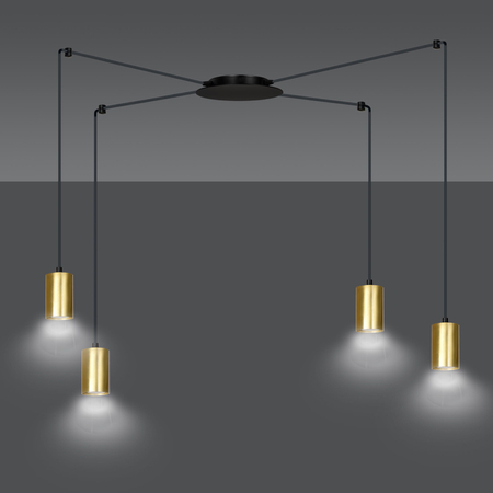 Lampa wisząca TRAKER 4 BL/GOLD Emibig 526/4 czarny/złoty