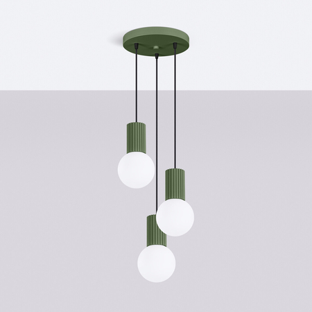 Sollux Lighting Lampa wisząca HALO 3P zielona oliwka SL.1725