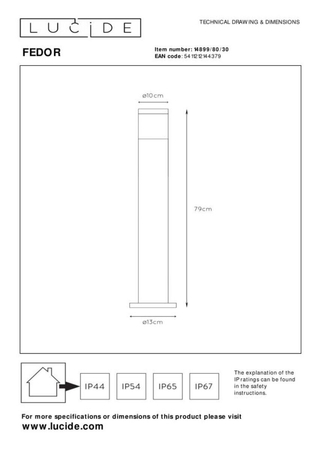 Lampa zewnętrzna Lucide FEDOR 14899/80/30 czarny