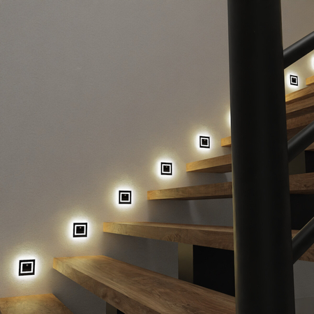 Eko-Light Oprawa schodowa EVRA BLACK Barwa Ciepła 3000K 12V z czujnikiem ruchu EKS6902 CZARNY