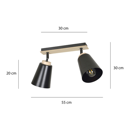 Lampa sufitowa ATLAS 2 BLACK Emibig 725/2 czarny