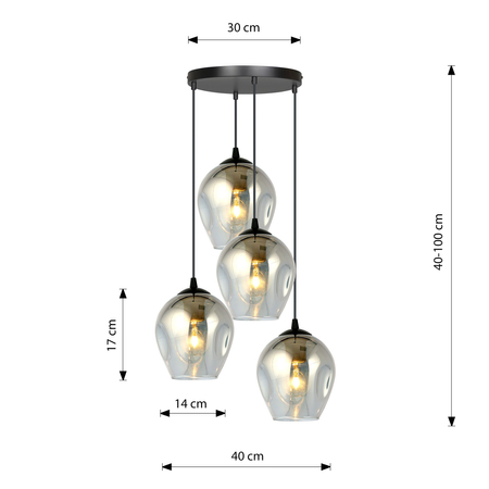 Lampa wisząca ISTAR 4 BL PREMIUM GRAFIT Emibig 680/4PREM czarny