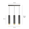 Lampa wisząca KIBO 3 BL/GOLD Emibig 644/3 czarny/złoty