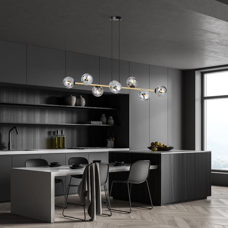 Lampa wisząca GRAVITY 8 Emibig 1237/8 czarny/złoty