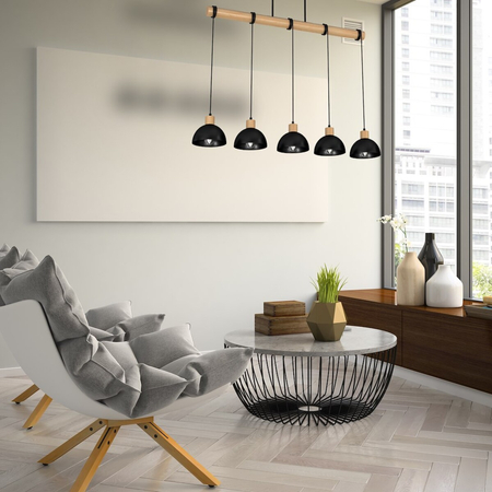 Milagro Lampa wisząca ERIK Black/Wood 5xE27 MLP7227 CZARNY