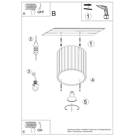 Sollux Lighting Plafon AURA 1 burgund GU10 SL.1819