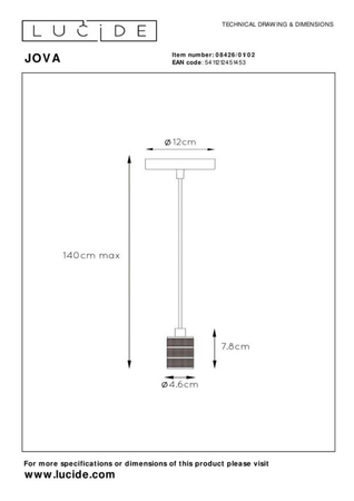 Lampa wisząca Lucide JOVA 08426/01/02 czarny/złoty
