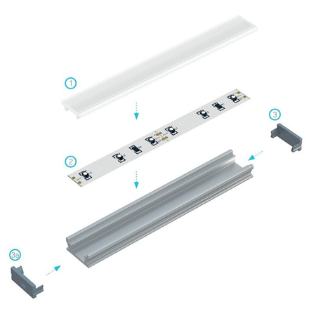 Eko-Light PROFIL ALUMINIOWY SREBRNY TYP T 2m + KLOSZ MLECZNY EKPR5381