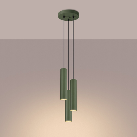Sollux Lighting Lampa wisząca KARBON 3P zielona oliwka SL.1614
