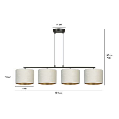 Lampa wisząca HILDE 4 BL WHITE Emibig 1052/4 biały/czarny
