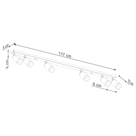 Sollux Lighting Plafon WINX 6L czarny/miedź SL.1380