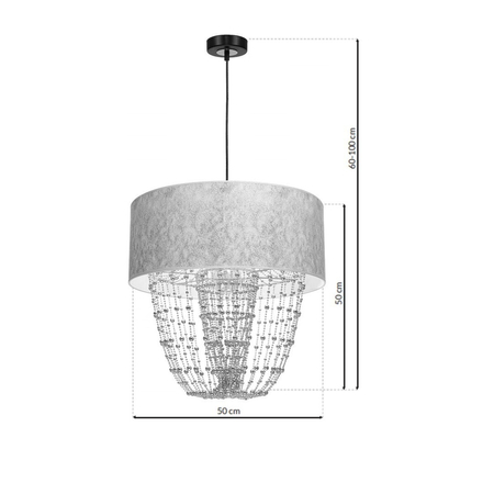 Milagro Lampa wisząca ALMERIA SILVER/BLACK 1xE27 MLP6437 Srebro / Czerń