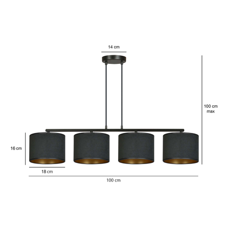 Lampa wisząca HILDE 4 BL BLACK Emibig 1054/4 czarny
