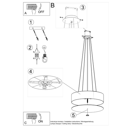 Sollux Lighting Żyrandol SKALA 50 czarny SL.0758