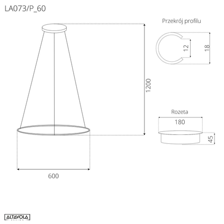 Lampa wisząca Ledowe Okręgi No.1 60cm 2700k biała Dali