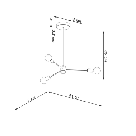Sollux Lighting Żyrandol LANGO 3 czarny SL.1021