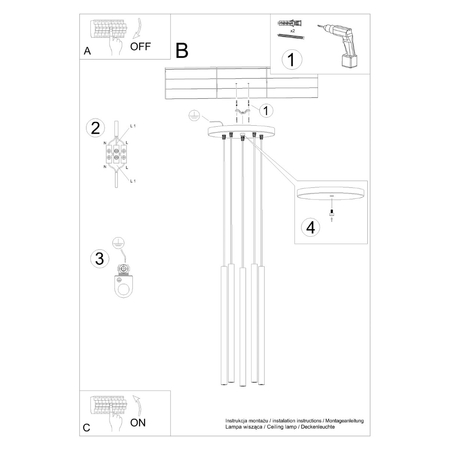 Sollux Lighting Lampa wisząca PASTELO 5P zielona oliwka SL.1522