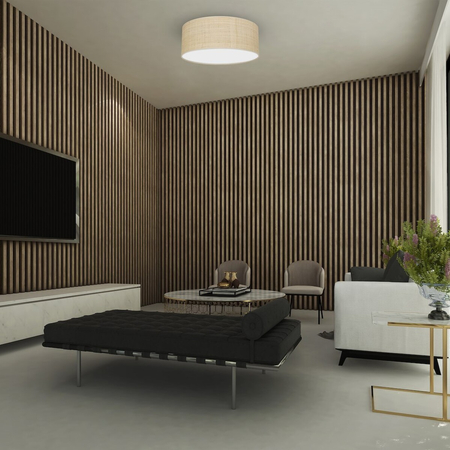 Milagro Lampa sufitowa Marshall 2xE27 Ø40cm Biały/Rattan MLP7487 BIEL / RATTAN