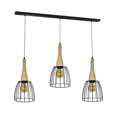 Lampa wisząca TERATA 3 Azzardo AZ2949 matt black / light wood