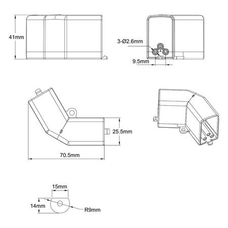 Light Prestige Łącznik L 120 mechaniczny do oświetlenia modułowego Geometric System New LP-0209 łącznik L120 empty