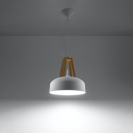 Sollux Lighting Lampa wisząca CASCO biała/naturalne drewno SL.0388