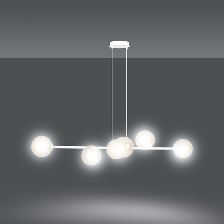 Lampa wisząca ROSSI 6 WH MIODOWY Emibig 879/6 biały/beżowy