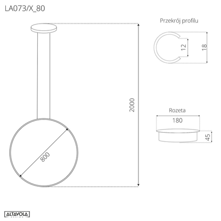 Lampa wisząca Ledowe Okręgi No.1 X 80cm 4k różowo złota Dali