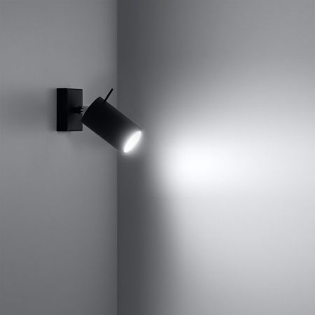 Sollux Lighting Kinkiet RING czarny z włącznikiem SL.1049