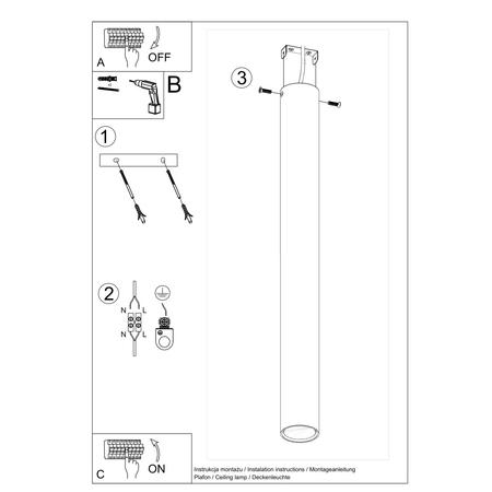 Sollux Lighting Plafon LAGOS 60 czarny SL.1003