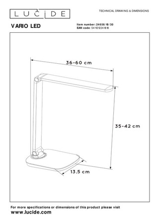 Lampa biurkowa Lucide VARIO czarny 24656/10/30