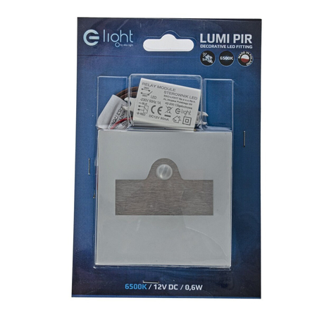 Eko-Light Oprawa schodowa LUMI Barwa Zimma 6500K 12V z czujnikiem ruchu EKS3058 BIAŁY / SREBRNY