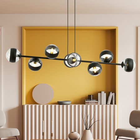 Lampa wisząca ROSSI 8 BL STRIPE Emibig 1229/8 biały/beżowy