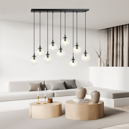 Lampa wisząca COSMO 9 BL TRANSPARENT Emibig 711/9 czarny