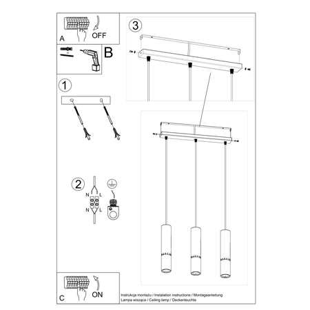 Sollux Lighting Lampa wisząca LOOPEZ 3L czarny/miedź SL.0948