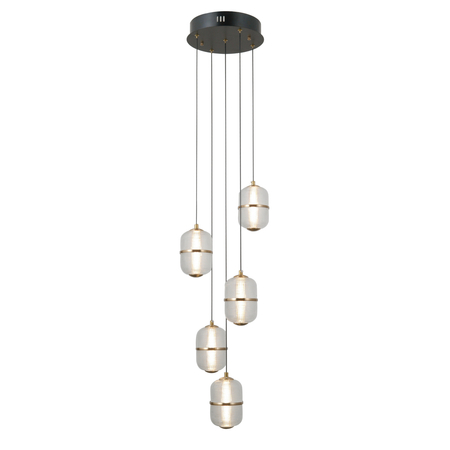 Lampa wisząca Italux Alani PND-34375-5-BK Czarny mat, złoty