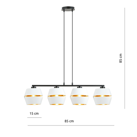 Lampa wisząca PIANO 4 Emibig 1182/4 biały/czarny