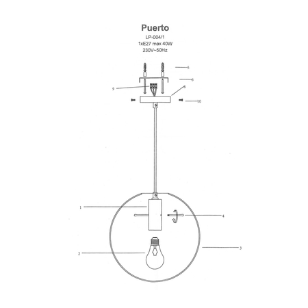 Lampa wisząca Puerto duża 1xE27 czarna LP-004/1P L BK