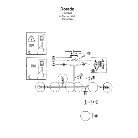 Lampa wisząca Dorado 8xE14 złota LP-002/8P