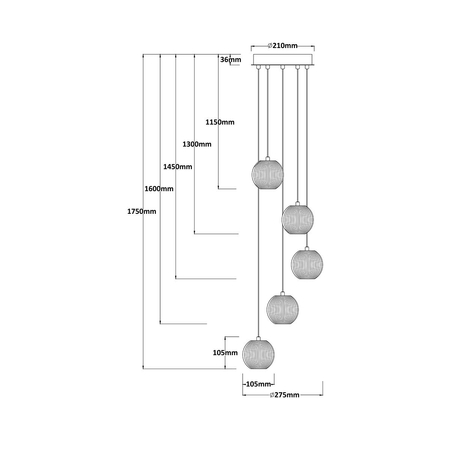 Light Prestige Lampa wisząca Brillant 5 złota LED CCT LP-3303/5P GD