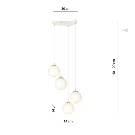 Lampa wisząca ROYAL 4 Emibig 1244/4 biały/złoty