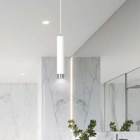 Lampa wisząca KIBO 1 WH/CHROME Emibig 641/1 biały/chrom