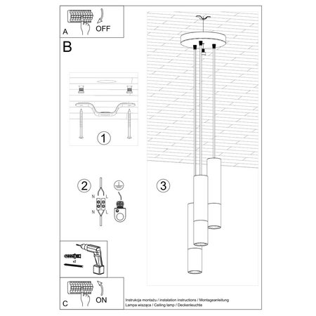 Sollux Lighting Lampa wisząca LOOPEZ 3P czarny/miedź SL.0949